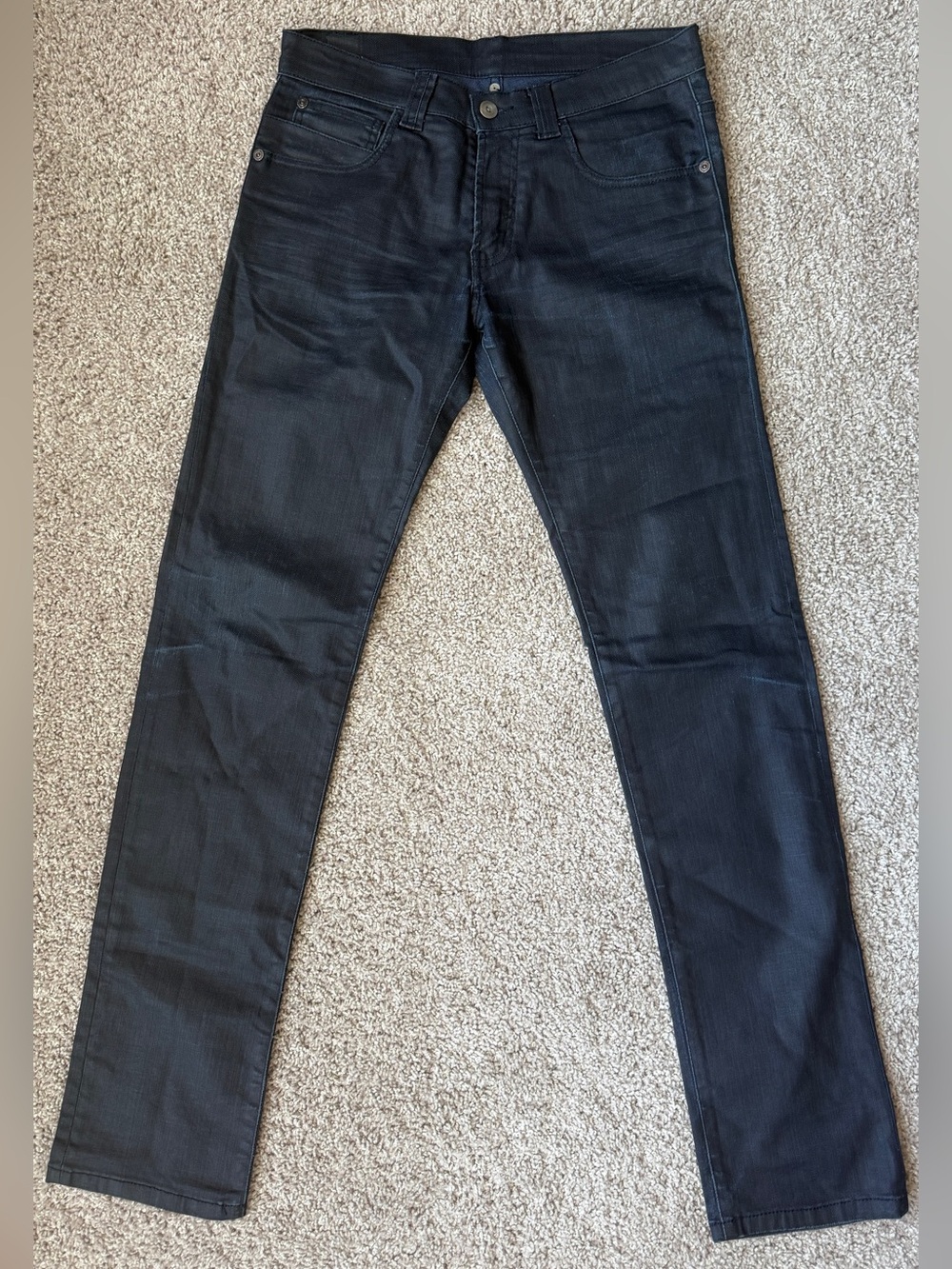 Zara Men's slim Coated Jeans in Dark Indigo